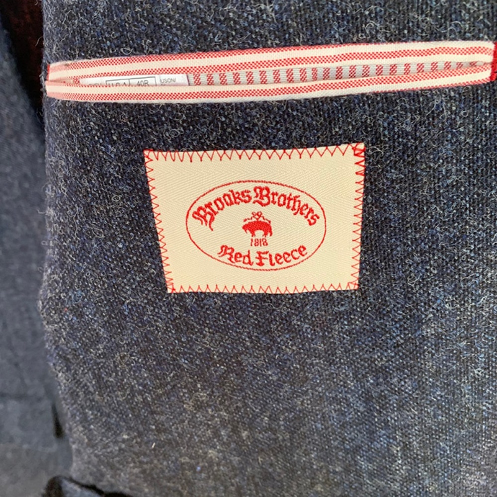Mens Brooks Brothers Red Fleece Sport coat blazer wool cotton mix 40R Navy